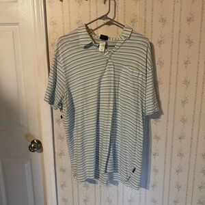 Patagonia Striped Polo Shirt - Light Blue and White
